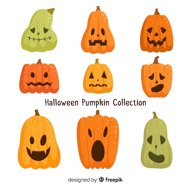 Colección adorable de calabazas dibujadas a mano