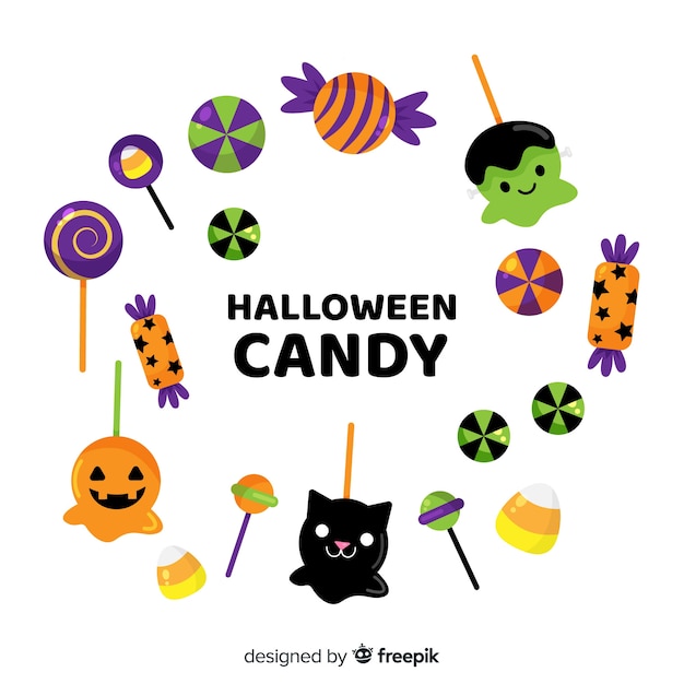 Vector gratuito colección adorable de caramelos de halloween dibujados a mano