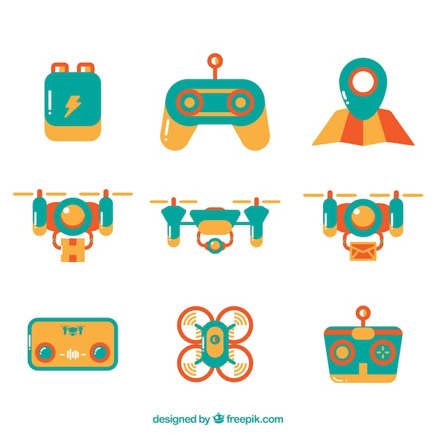 Vector gratuito colección adorable de drones