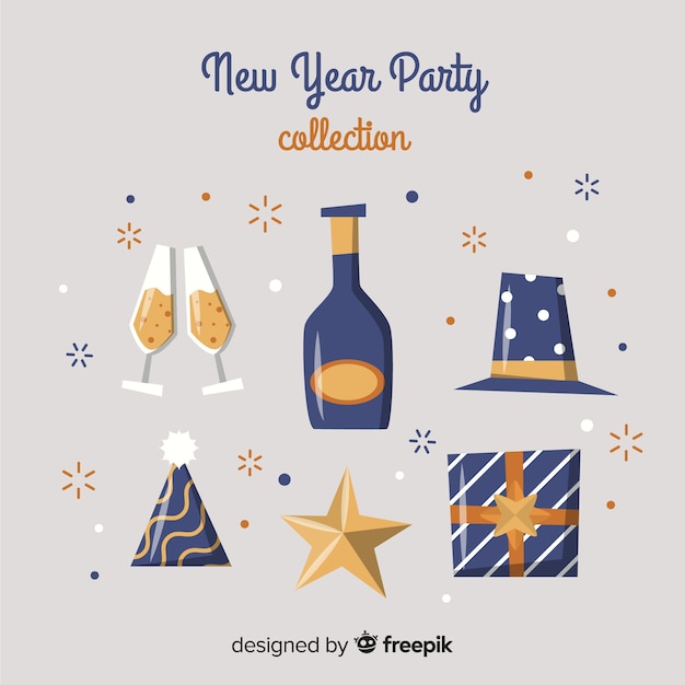 Vector gratuito colección adorable de elementos de fiesta de fin de año dibujados a mano