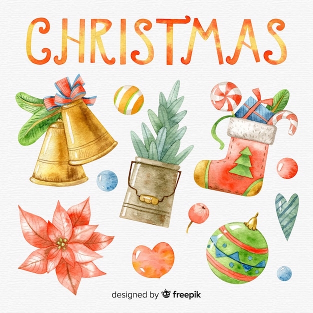 Colección adorable de elementos de navidad dibujados a mano