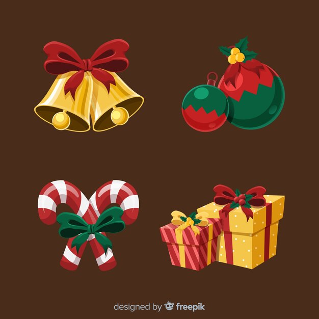Colección adorable de elementos de navidad dibujados a mano