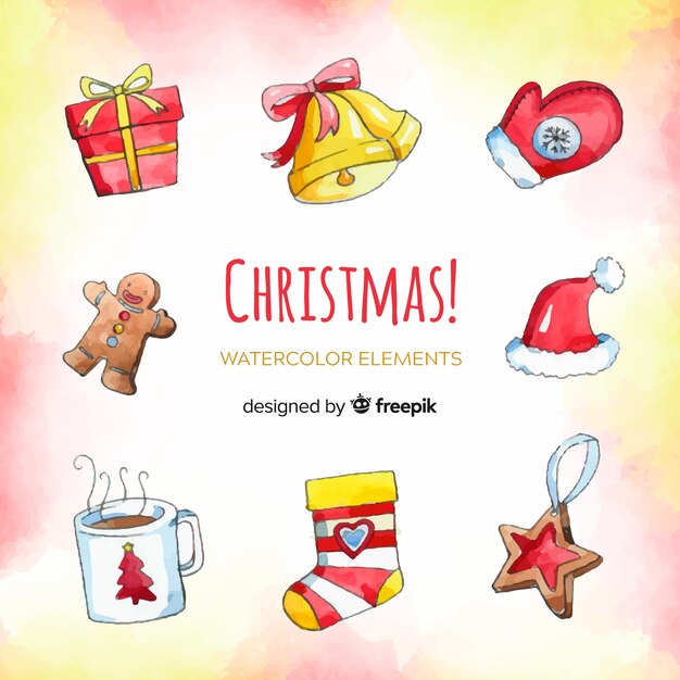 Colección adorable de elementos de navidad dibujados a mano
