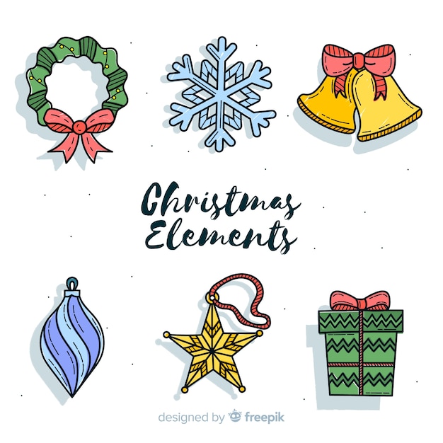 Vector gratuito colección adorable de elementos de navidad dibujados a mano