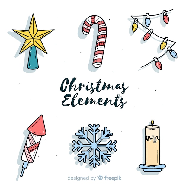 Vector gratuito colección adorable de elementos de navidad dibujados a mano