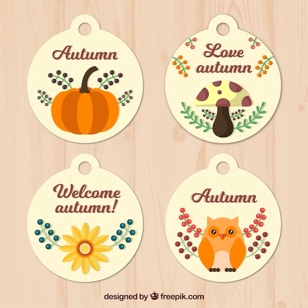 Colección adorable de etiquetas bonitas de otoño