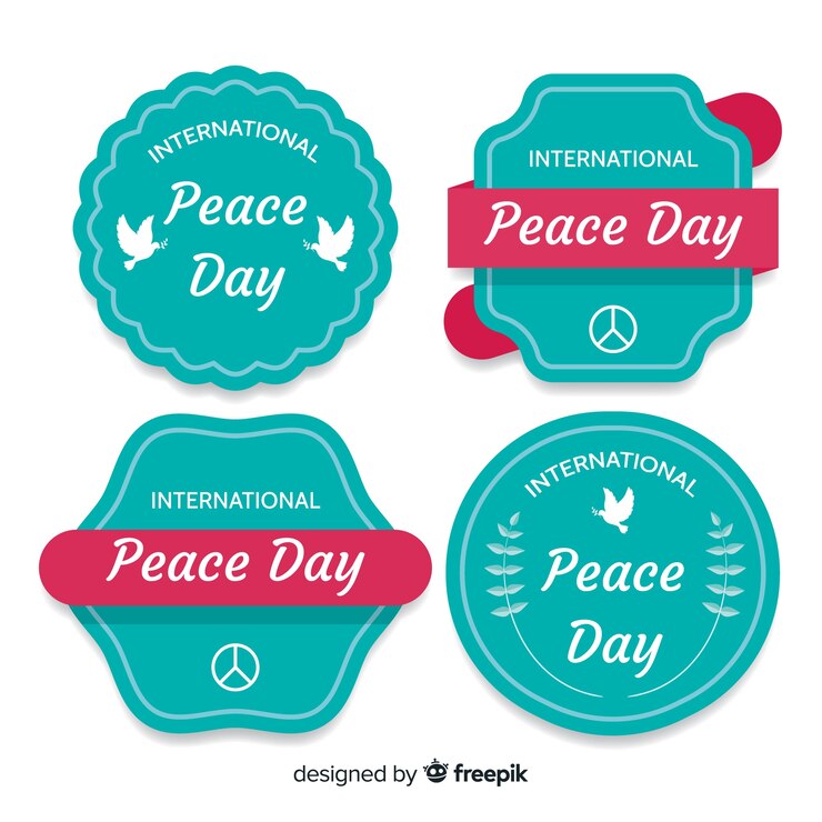 Vector gratuito colección adorable de etiquetas del día de la paz con diseño plano