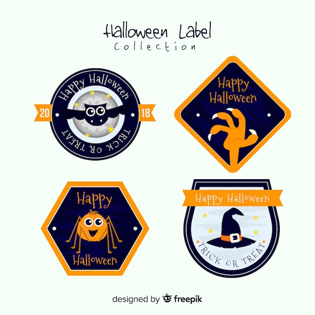 Vector gratuito colección adorable de etiquetas de halloween dibujadas a mano