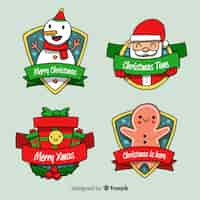 Vector gratuito colección adorable de etiquetas de navidad dibujadas a mano