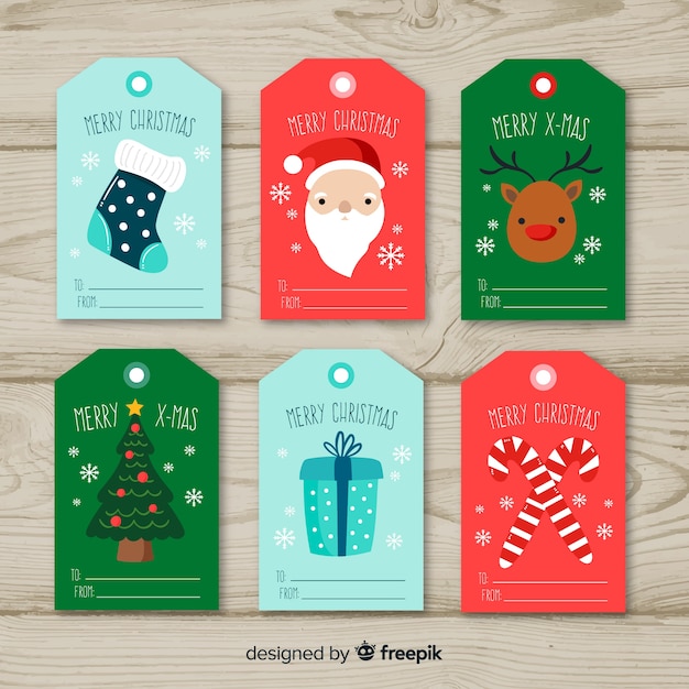 Vector gratuito colección adorable de etiquetas de navidad dibujadas a mano