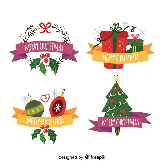 Vector gratuito colección adorable de etiquetas de navidad