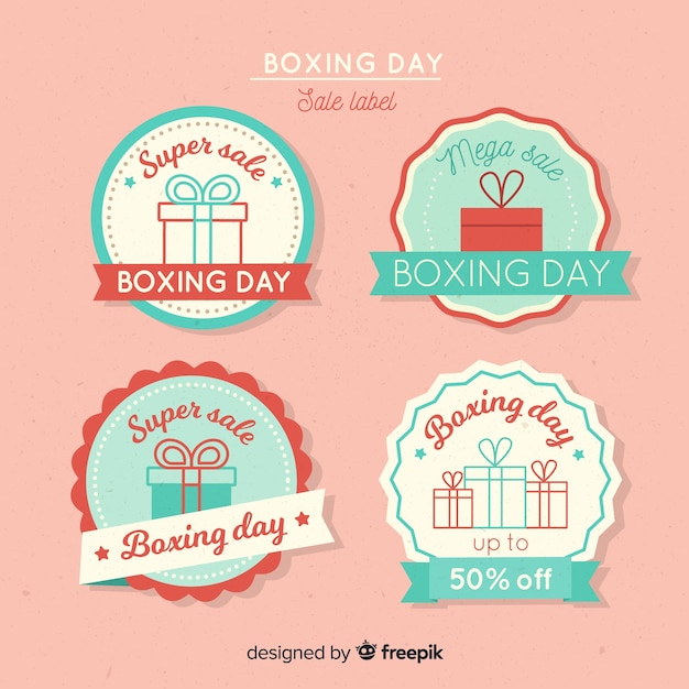 Vector gratuito colección adorable de etiquetas de rebajas del boxing day