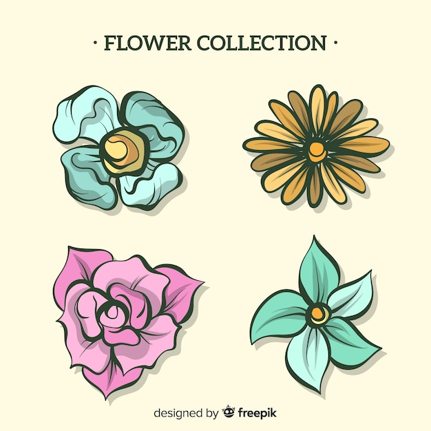 Vector gratuito colección adorable de flores dibujadas a mano