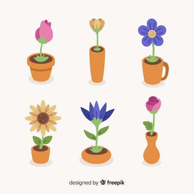 Vector gratuito colección adorable de flores con diseño plano