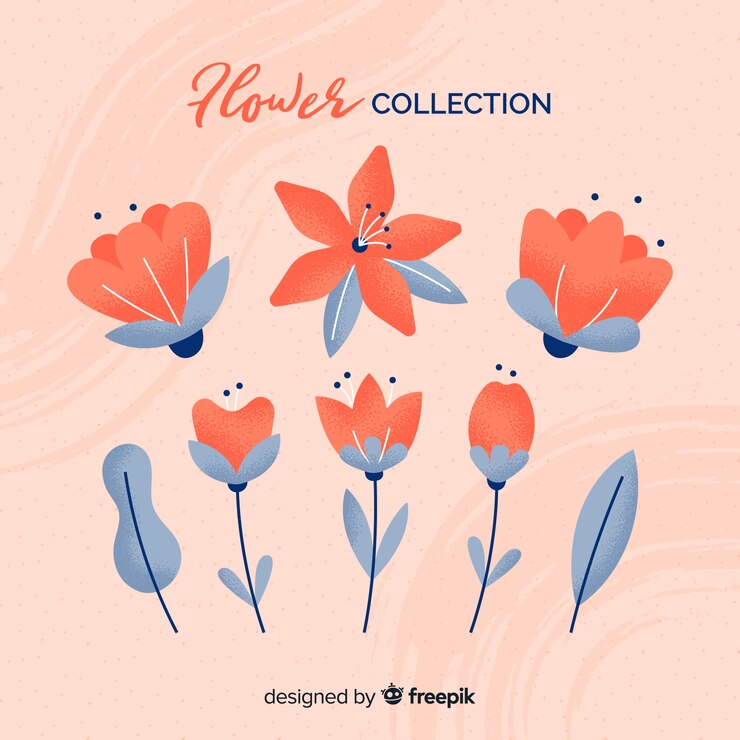 Vector gratuito colección adorable de flores con diseño plano