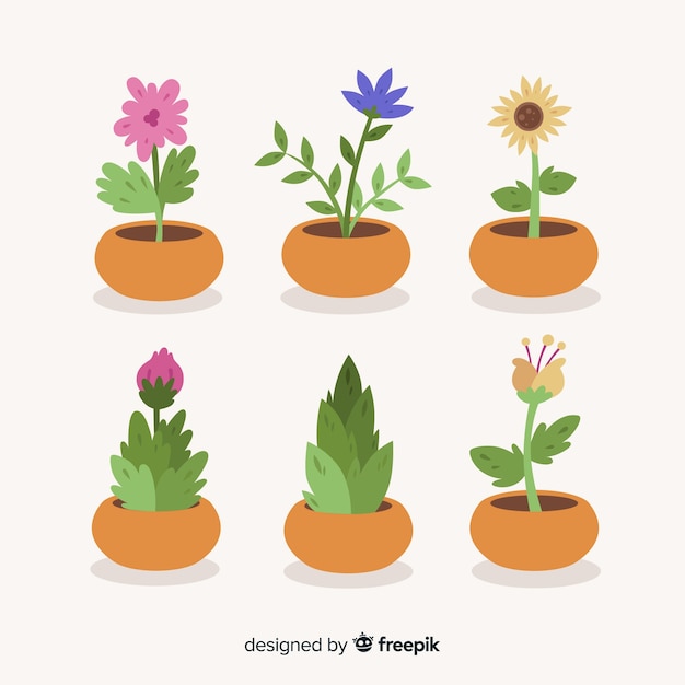 Vector gratuito colección adorable de flores con diseño plano