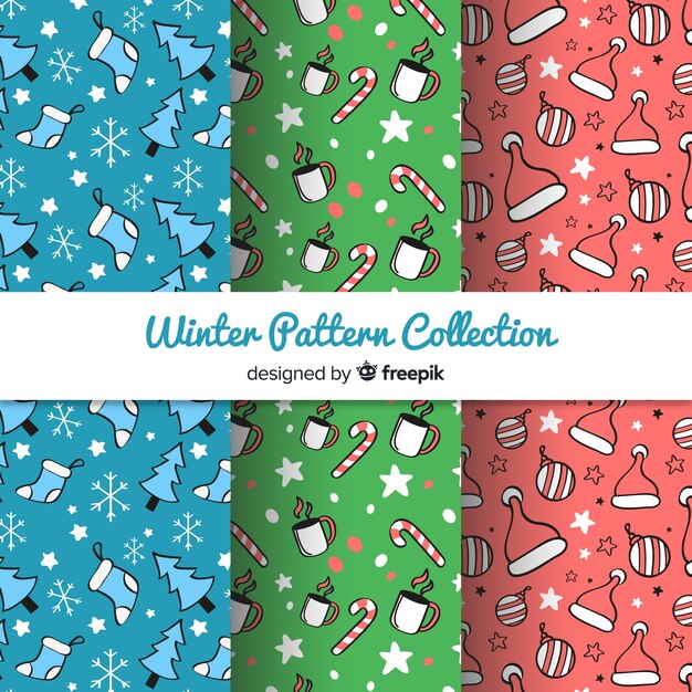 Colección adorable de patrones de invierno