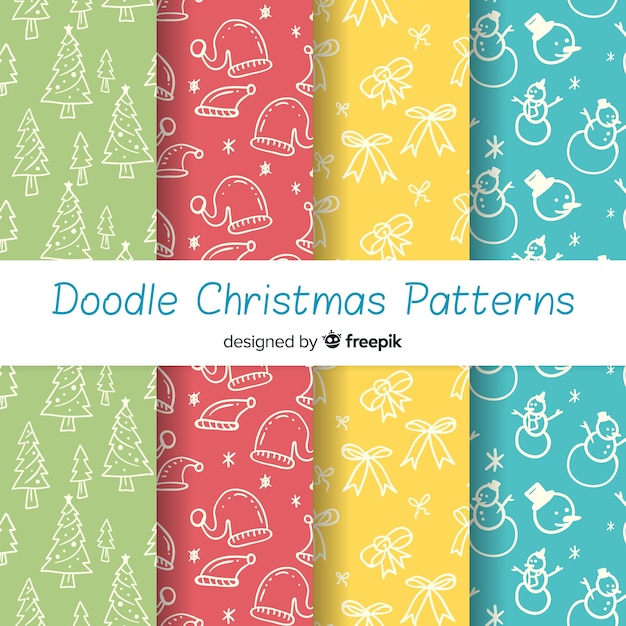Colección adorable de patrones de navidad dibujados a mano
