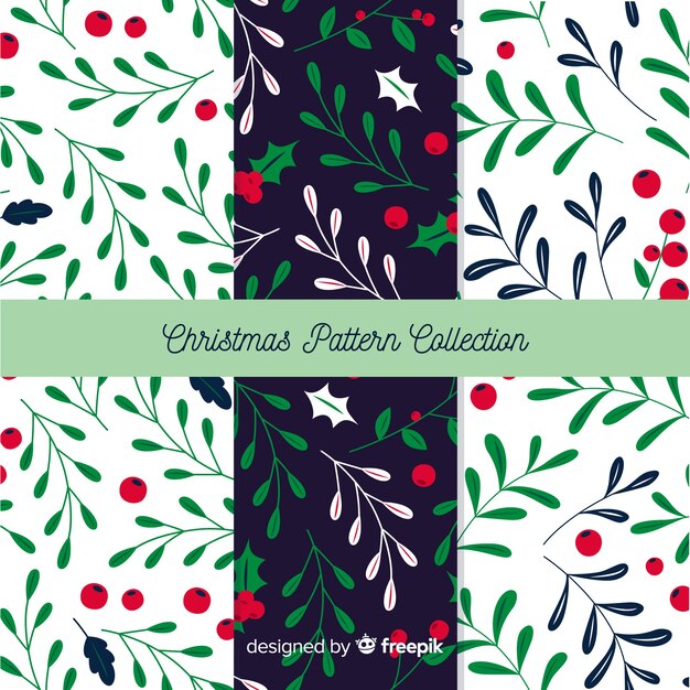 Colección adorable de patrones de navidad con diseño plano
