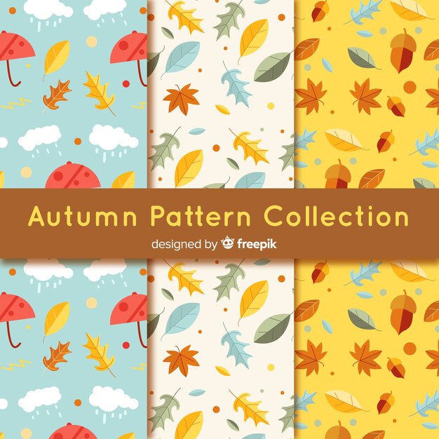Colección adorable de patrones de otoño dibujados a mano