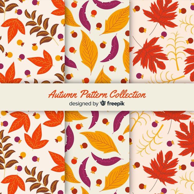 Colección adorable de patrones de otoño dibujados a mano