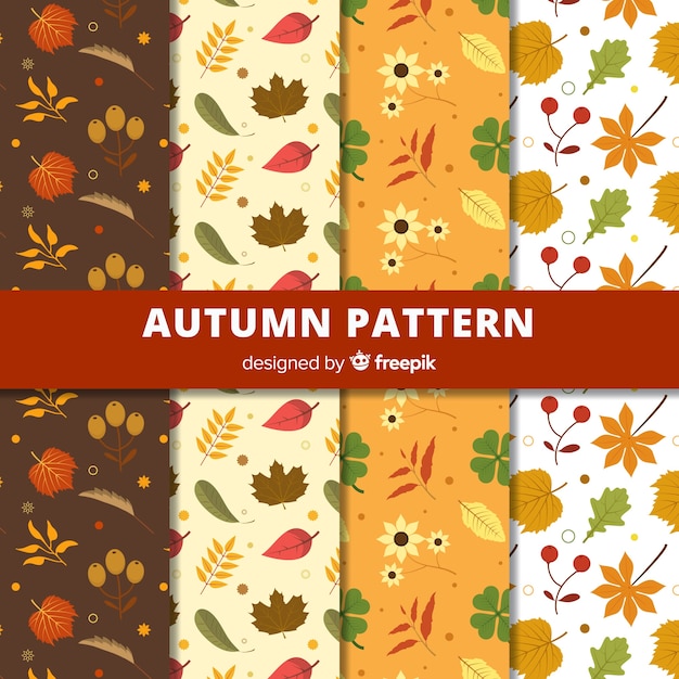 Colección adorable de patrones de otoño con diseño plano