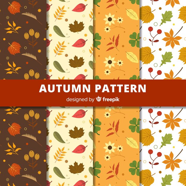 Colección adorable de patrones de otoño con diseño plano