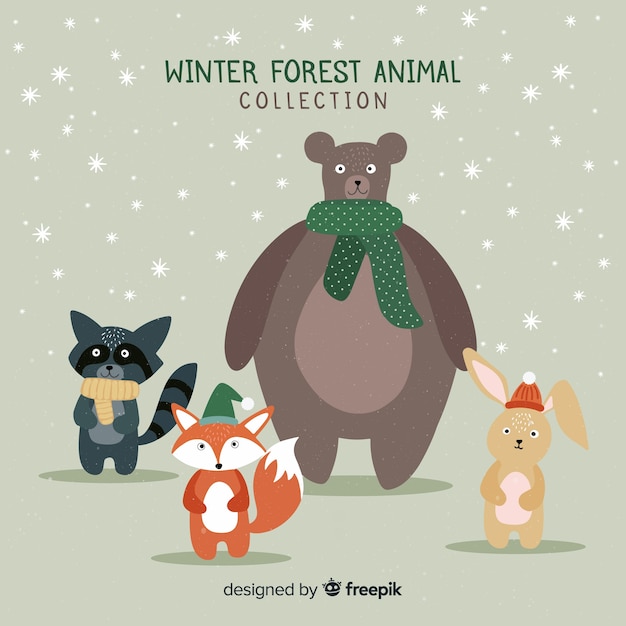 Colección adorable de personajes de invierno