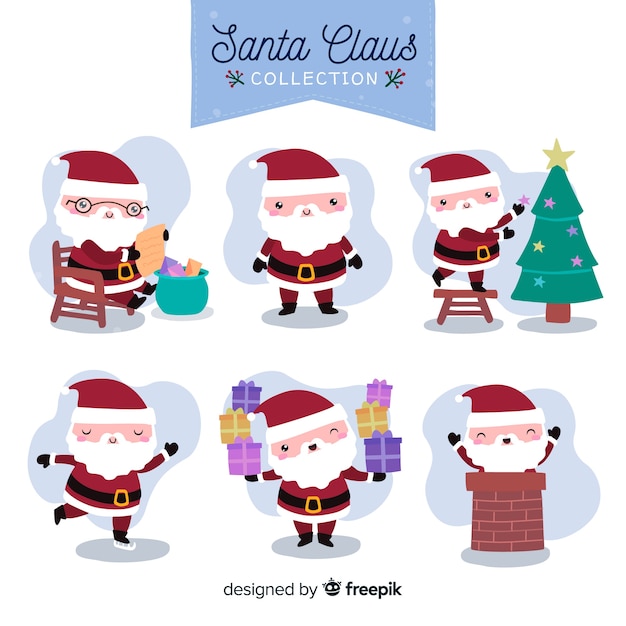 Colección adorable de personajes de navidad dibujados a mano