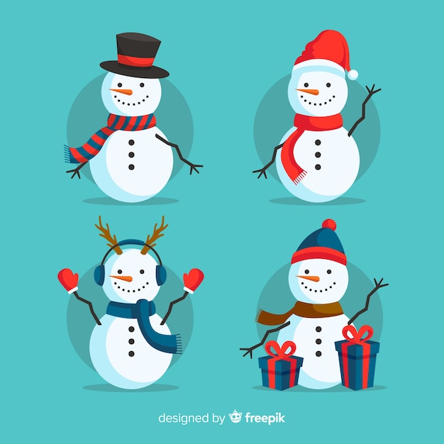 Colección adorable de personajes de navidad con diseño plano