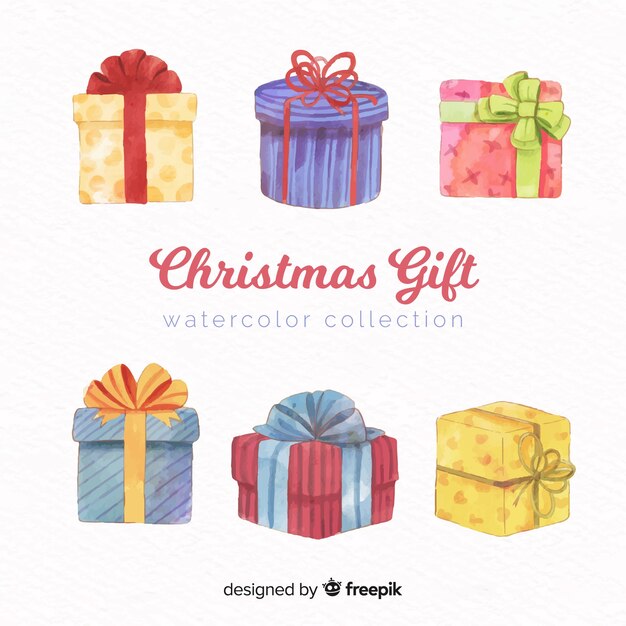 Colección adorable de regalos de navidad en acuarela