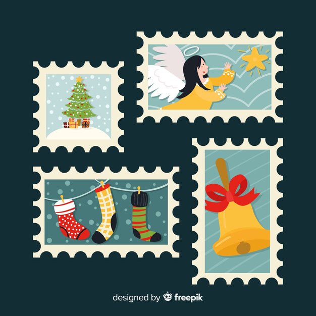Colección adorable de sellos de navidad
