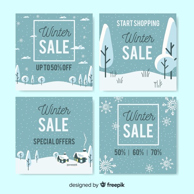 Colección adorable de tarjetas de invierno