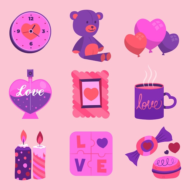 Vector gratuito colección de adorables elementos del día de san valentín.