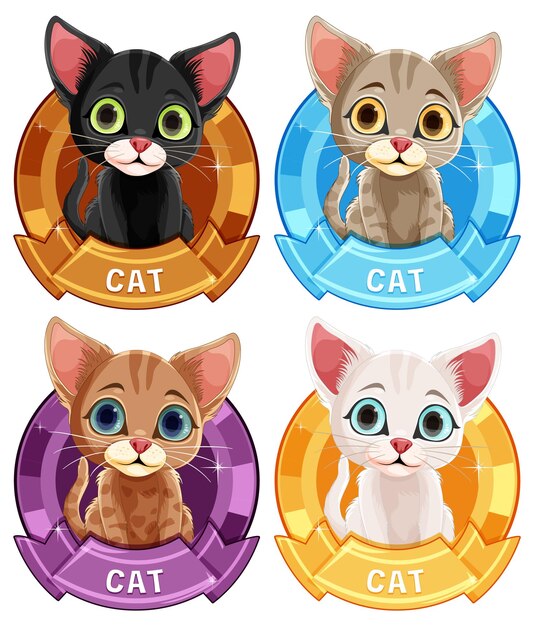 Colección de adorables gatos de dibujos animados