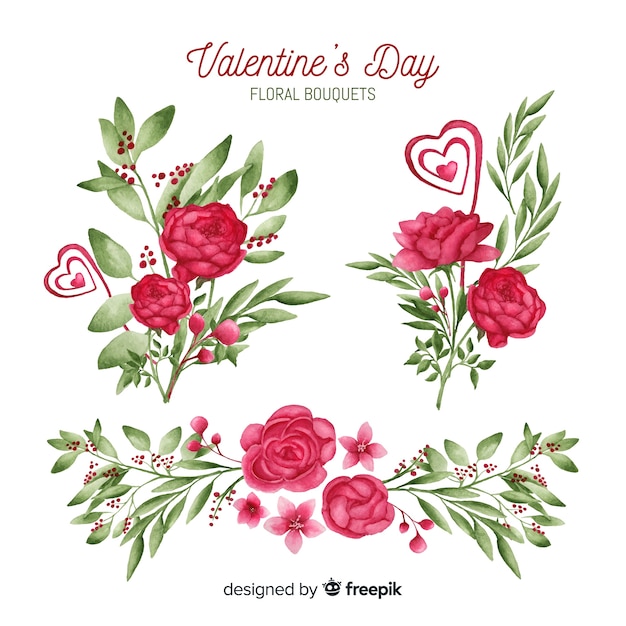 Vector gratuito colección adorno floral san valentín