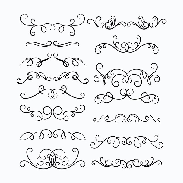 Colección de adornos de boda caligráficos