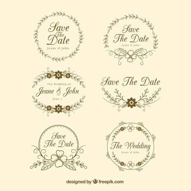 Vector gratuito colección de adornos de boda dibujada a mano