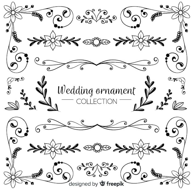 Vector gratuito colección de adornos de boda dibujados a mano