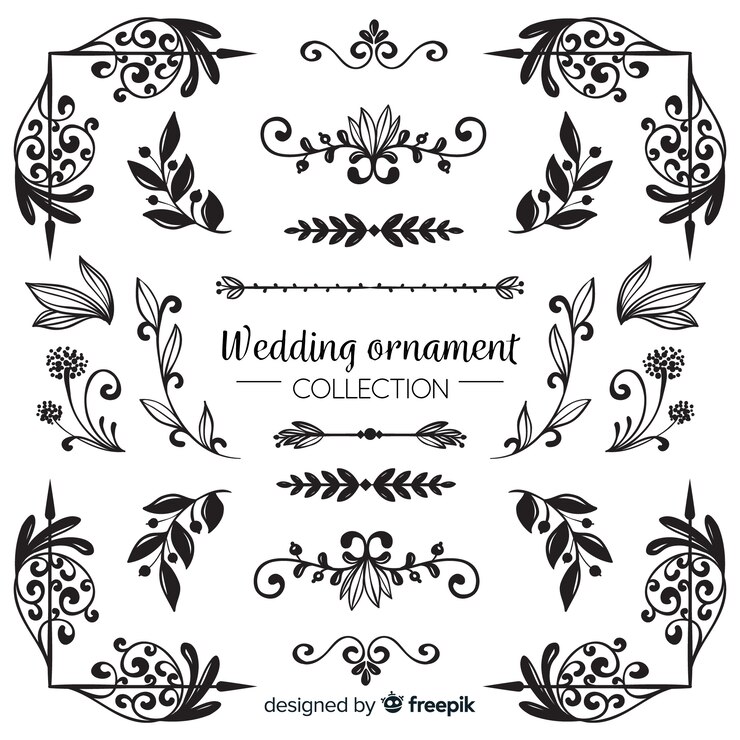 Vector gratuito colección de adornos de boda dibujados a mano