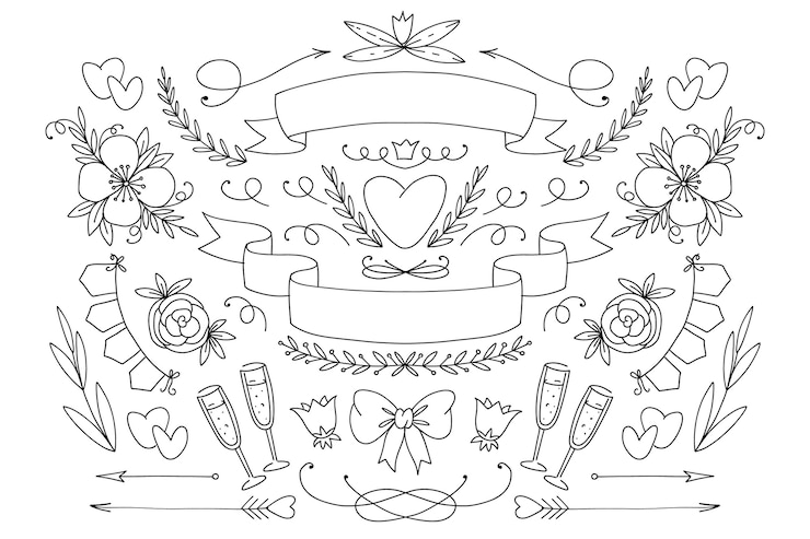 Vector gratuito colección de adornos de boda dibujados a mano