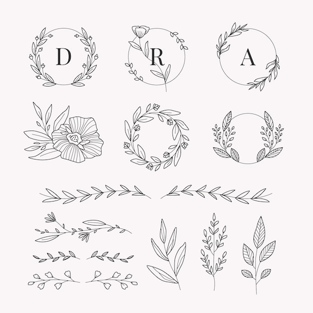 Vector gratuito colección de adornos de boda dibujados a mano