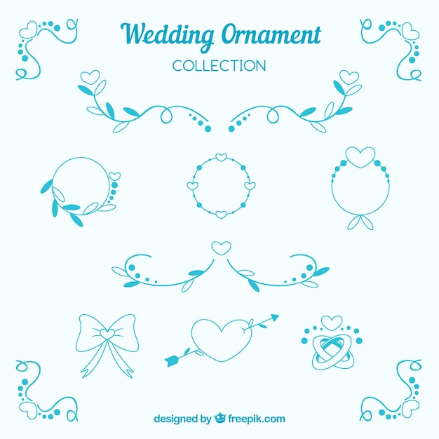 Vector gratuito colección de adornos de boda planos