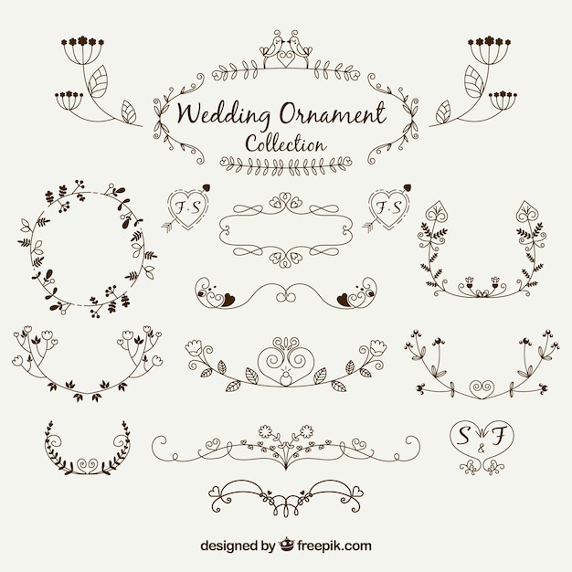 Colección de adornos de boda vintage