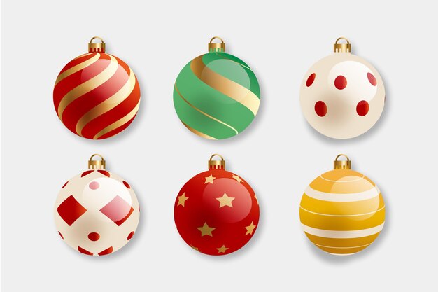 Colección de adornos de bolas de navidad degradados