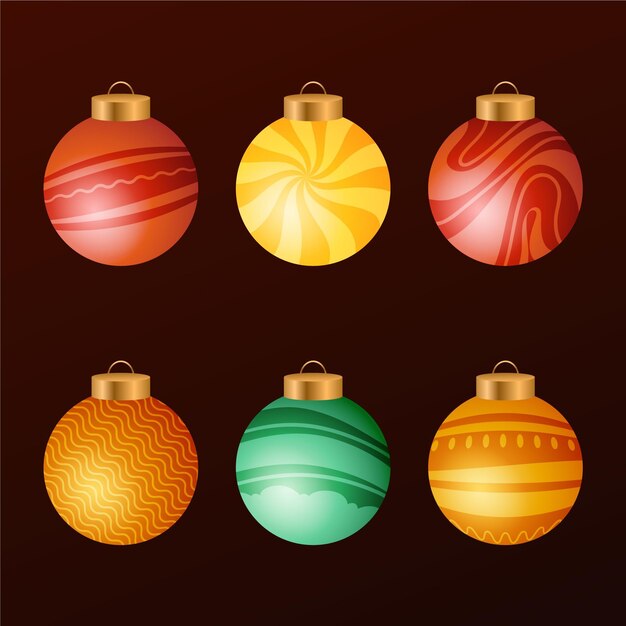 Colección de adornos de bolas de navidad degradados