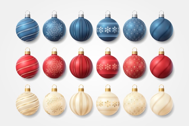 Vector gratuito colección de adornos de bolas de navidad degradados