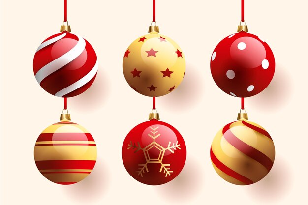 Colección de adornos de bolas de navidad degradados