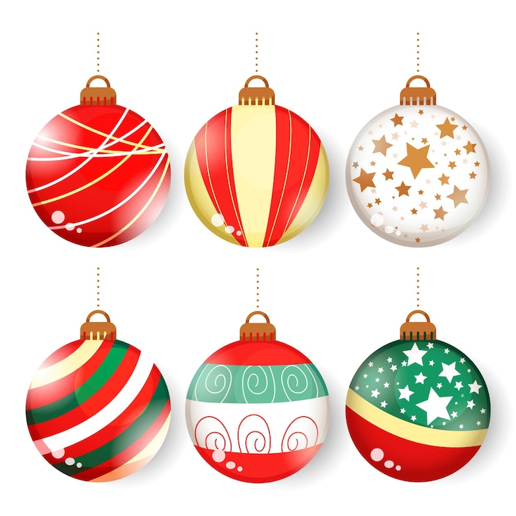Vector gratuito colección de adornos de bolas de navidad dibujadas a mano