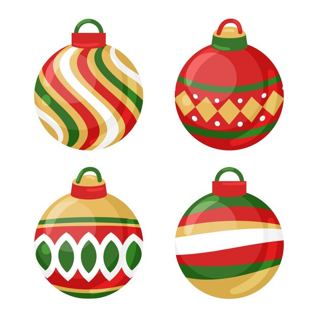Colección adornos bolas navideñas dibujadas a mano